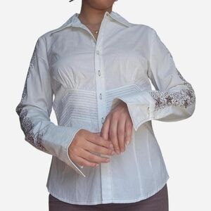 NWT Embroidered Cotton Button Down